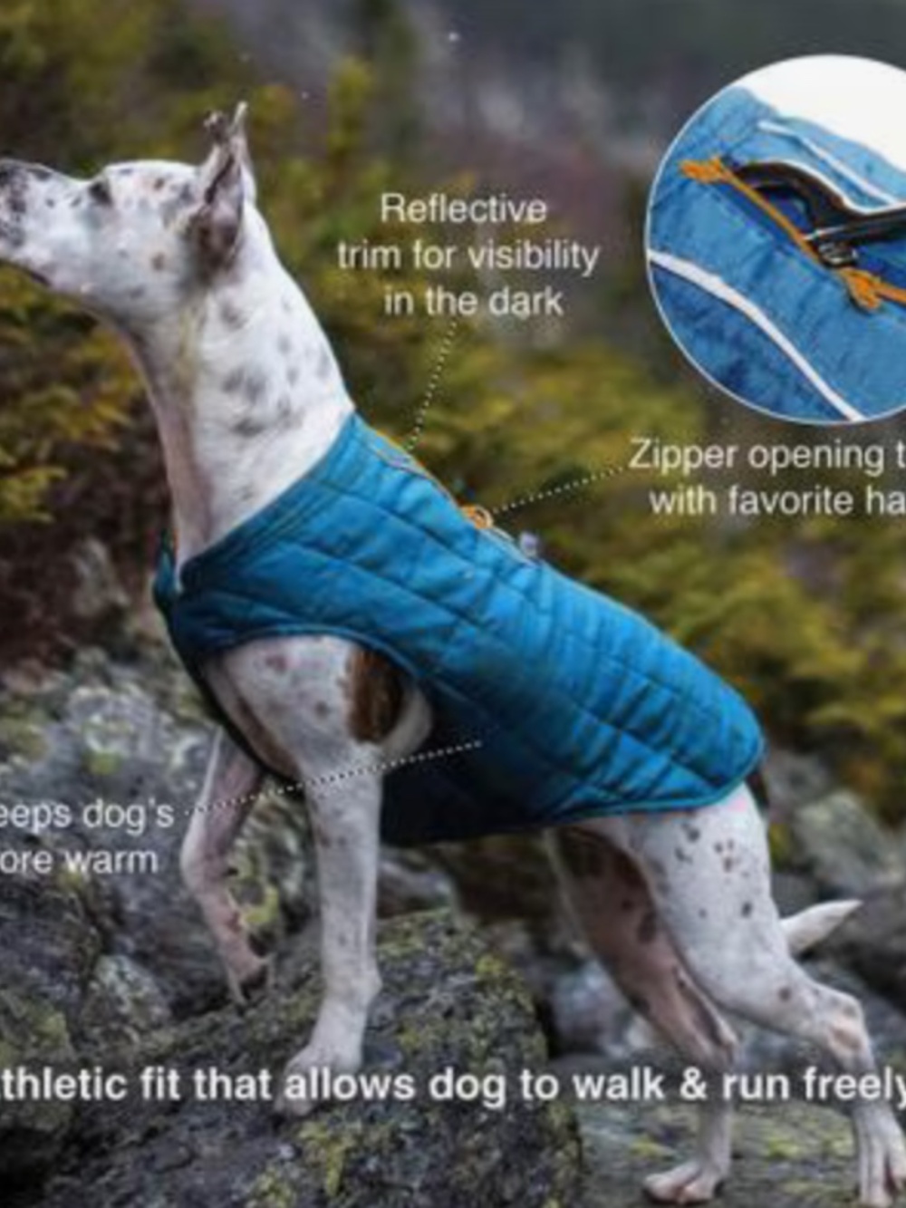 NWT Kurgo Dog Loft Quilted Insulated Blue Reversible Jacket with Zipper SZ XL